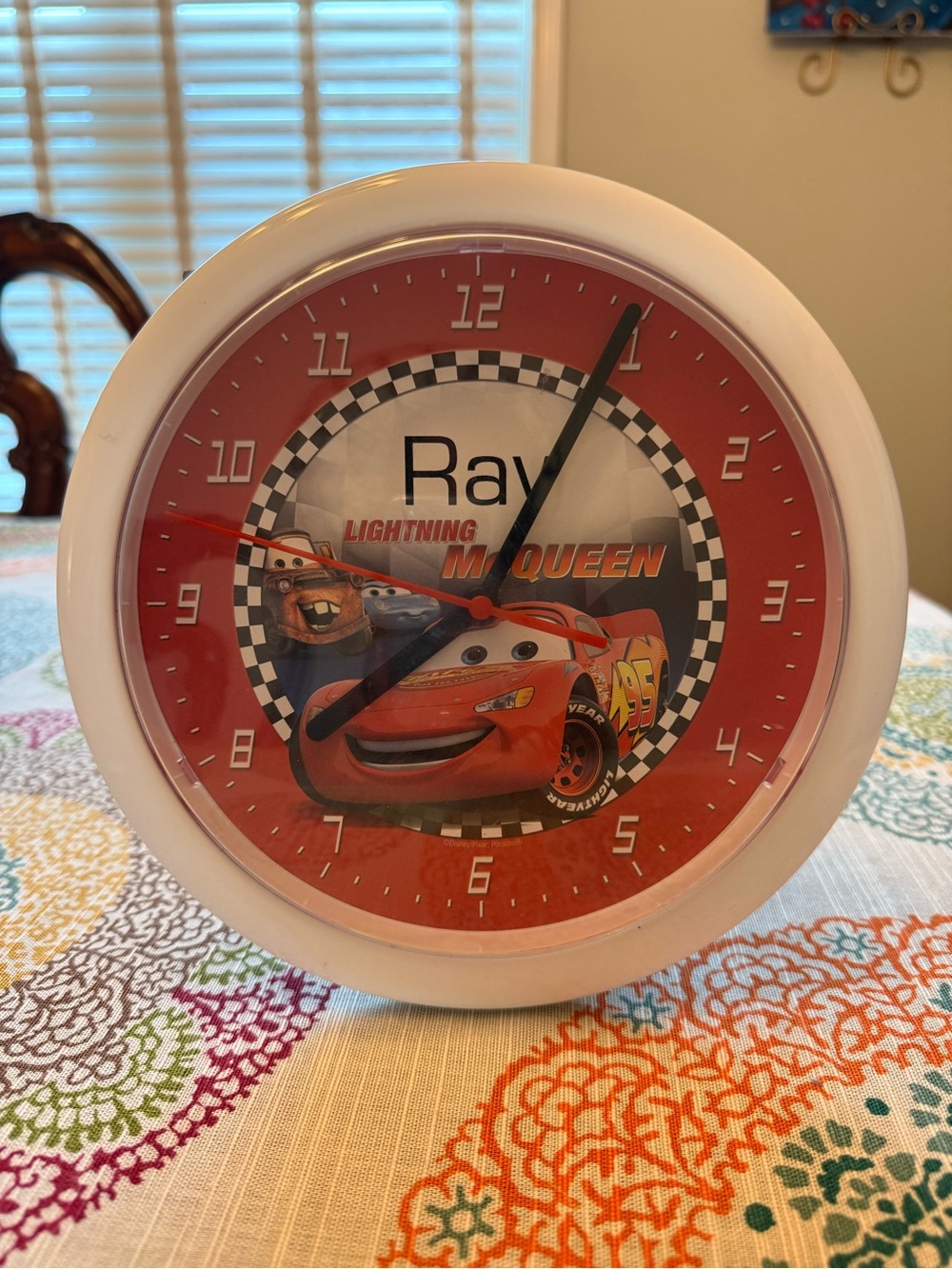 ADORABLE Cars Lightning McQueen Red Wall Clock Personalized w/ “Ray”
